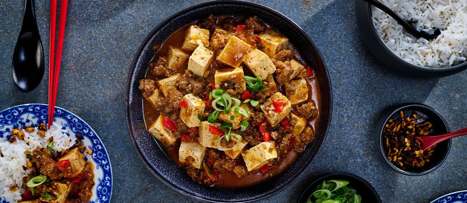 Mapo tofu met pittig rundvlees en chili-crisp