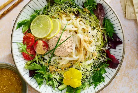 Oosterse salade met udon-noedels