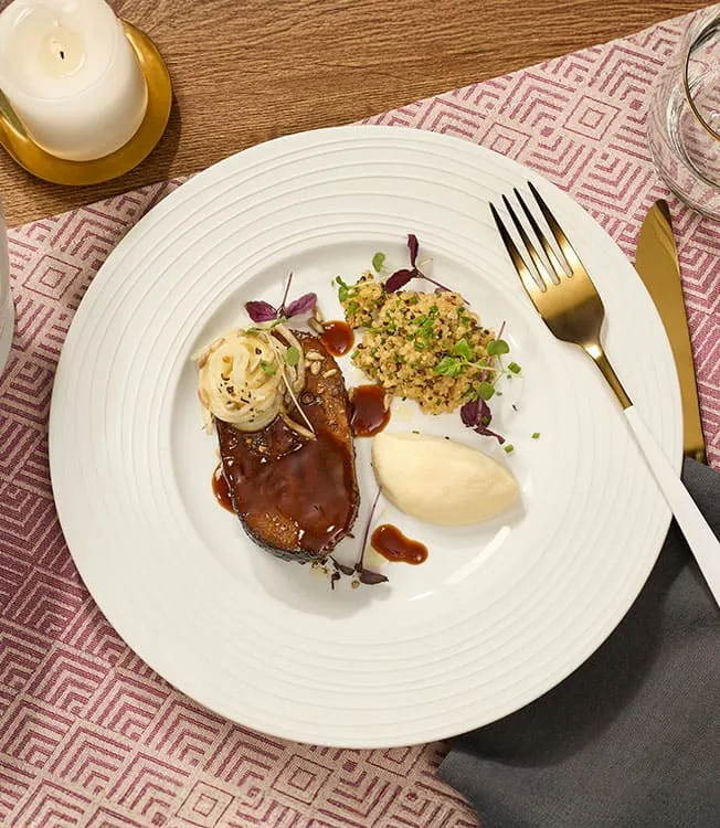 Gestoofde runderlap met knolselderij en quinoa