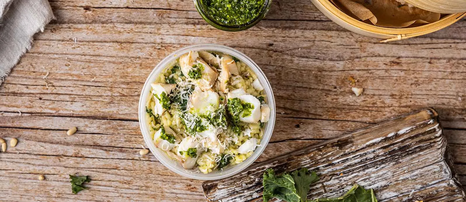Romige risotto met boerenkool en kabeljauw