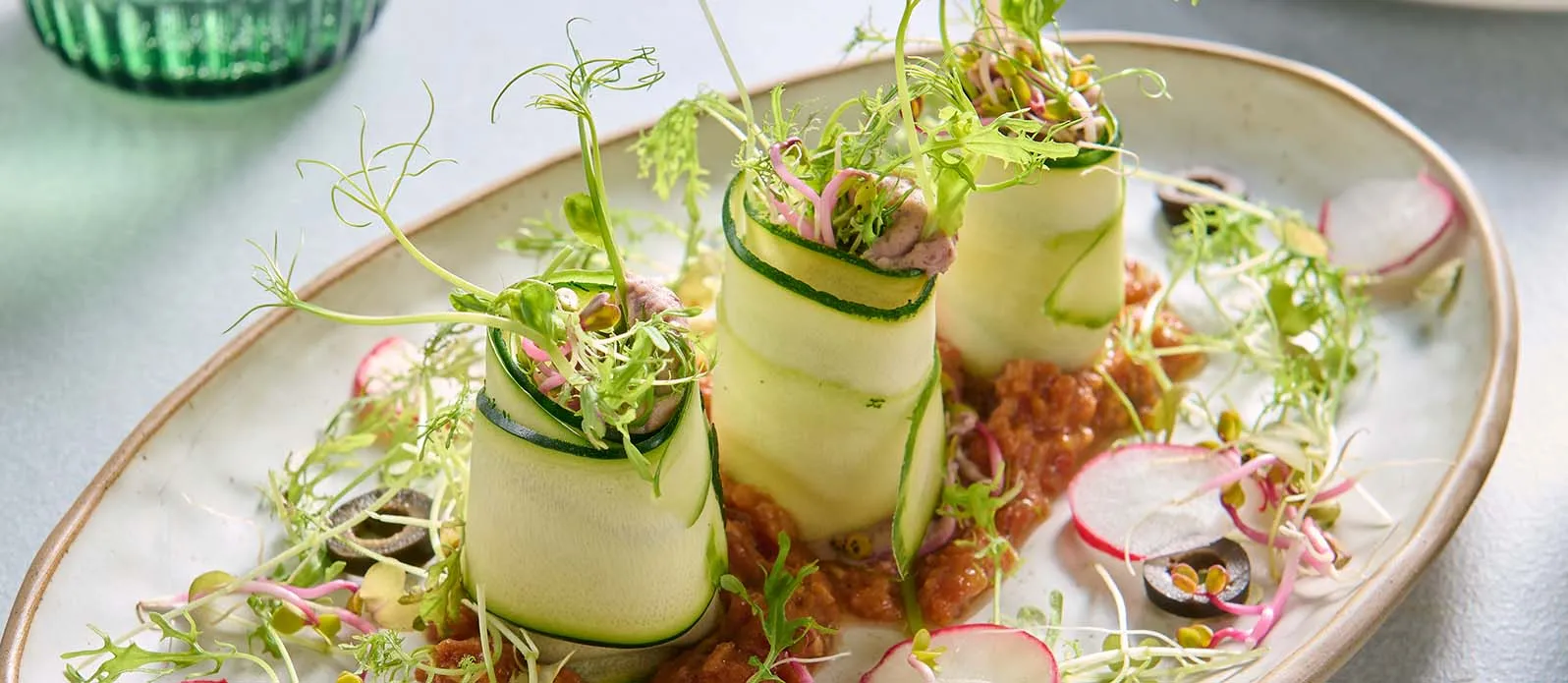 Courgettecannelloni met bonen & erwten