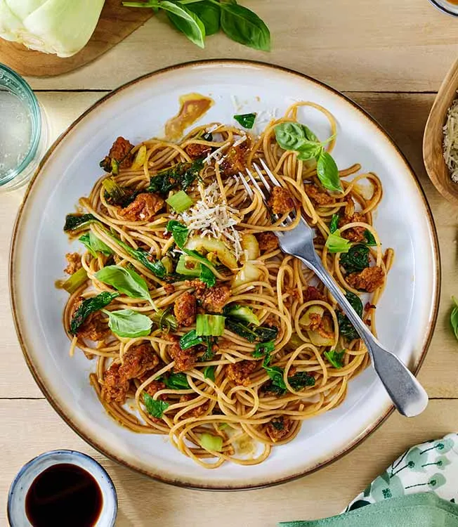 Pittige vegetarische spaghetti