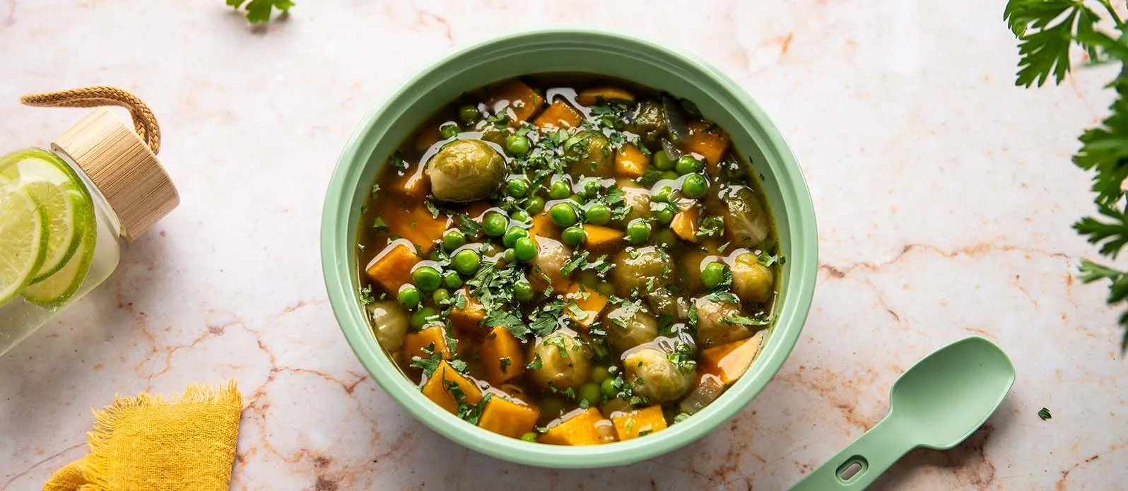 Erwtensoep met zoete aardappel