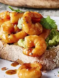 Teriyaki garnaal en avocado toast