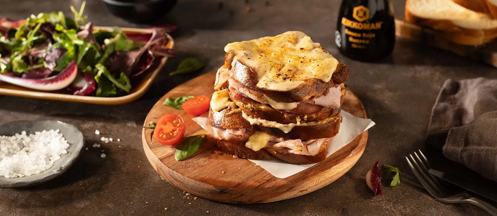 Croque-monsieur met zoete soja