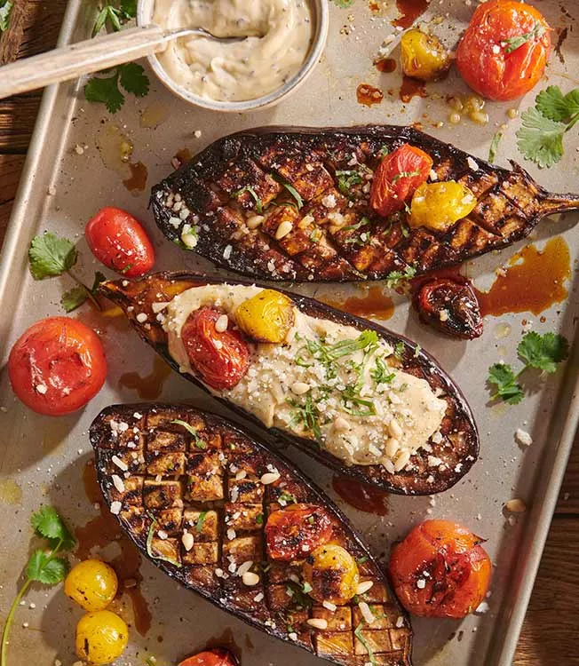 Gegrilde aubergine met tamarindepasta