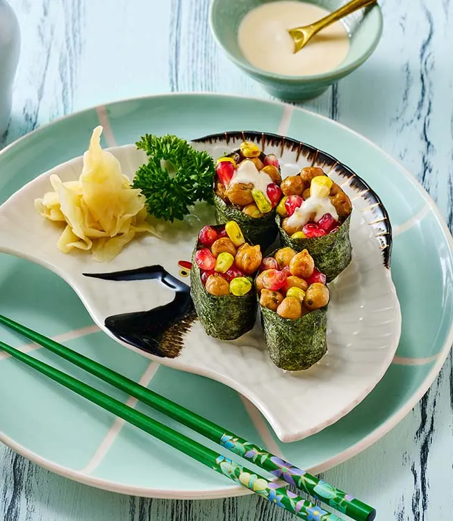 Vegan gunkansushi met kikkererwten