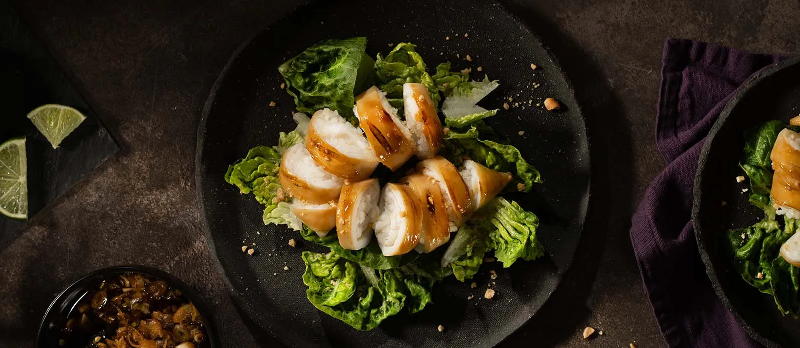 Teriyaki-inktvis gevuld met sushirijst