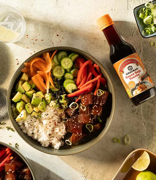 Pokébowl tonijn met zoete sojasaus