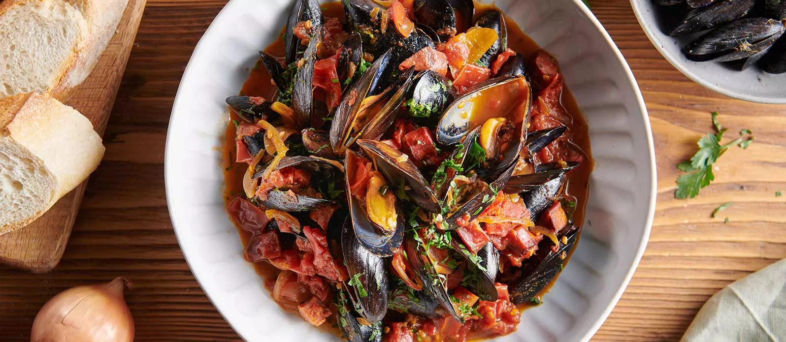 Stoofpotje met Spaanse mosselen en chorizo