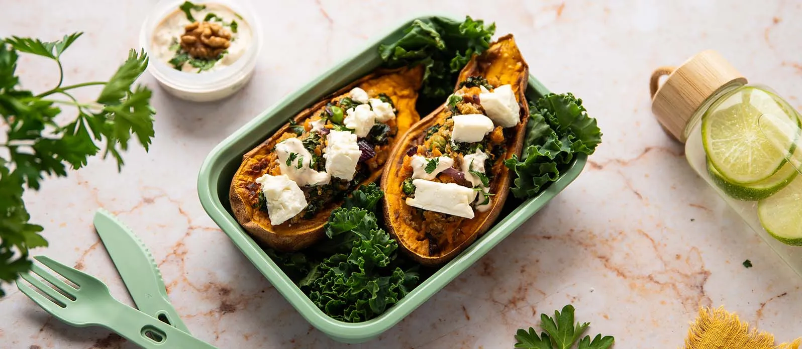 Gevulde zoete aardappelen met quinoa