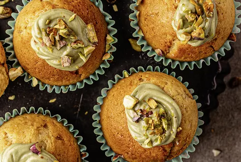 Muffins met pistachecrème