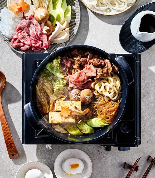 Sukiyaki met rundvlees en tofu
