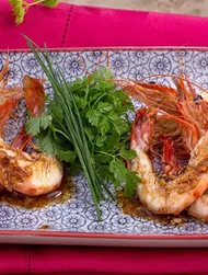 King prawns in pittige sojasaus