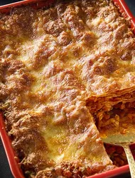 Umami linzenlasagne met kazige korst