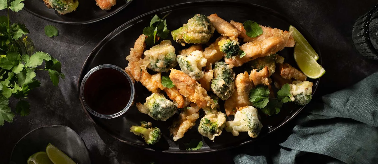 Koreaanse zalm en sesam tempura