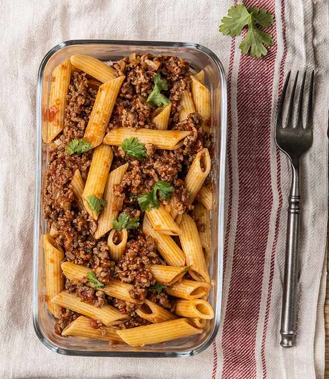 Pasta bolognese met sojasaus