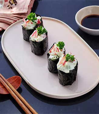 Vegetarische gunkan-makisushi met avocado & appel