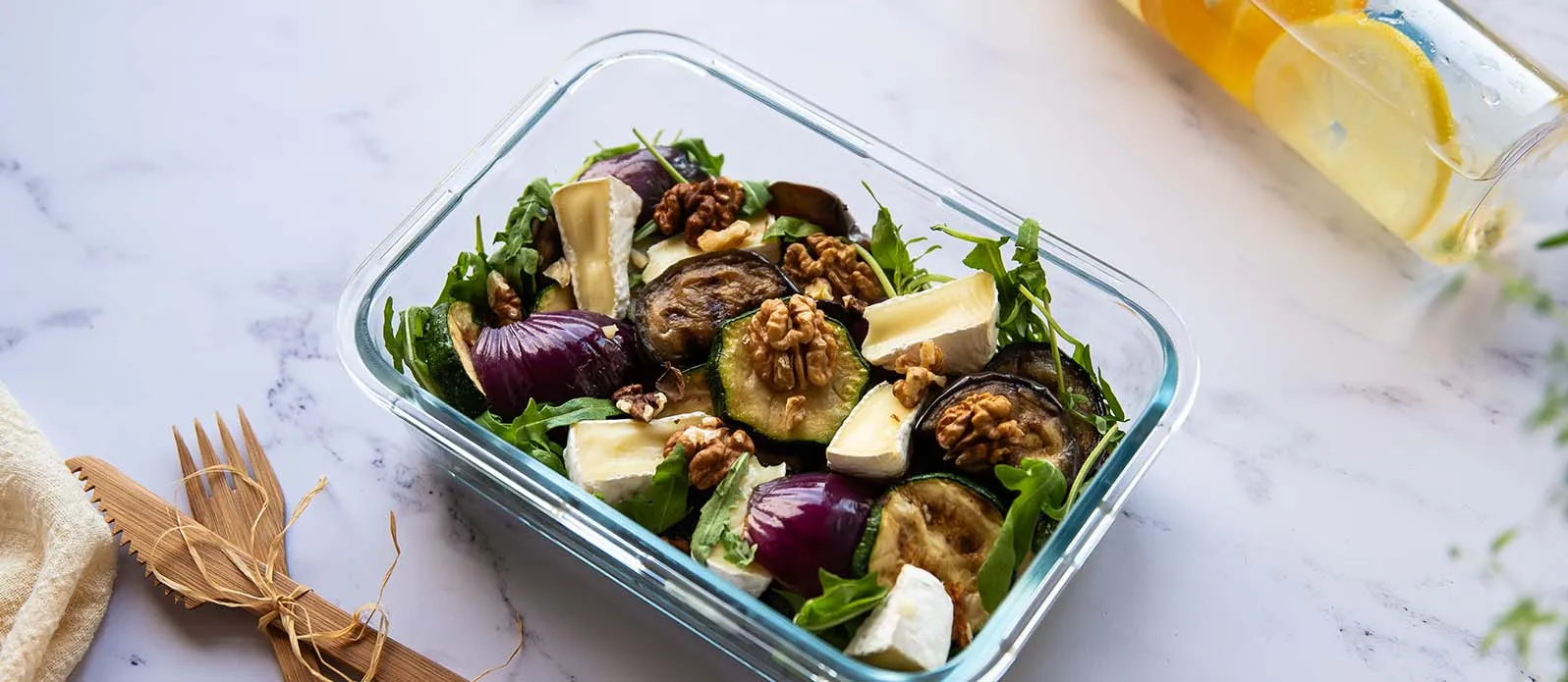 Camembertsalade gegrilde groente
