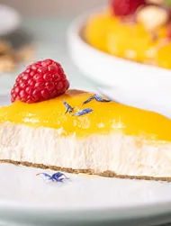 Tofu-cheesecake met mangomousse