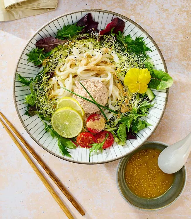 Oosterse salade met udon-noedels