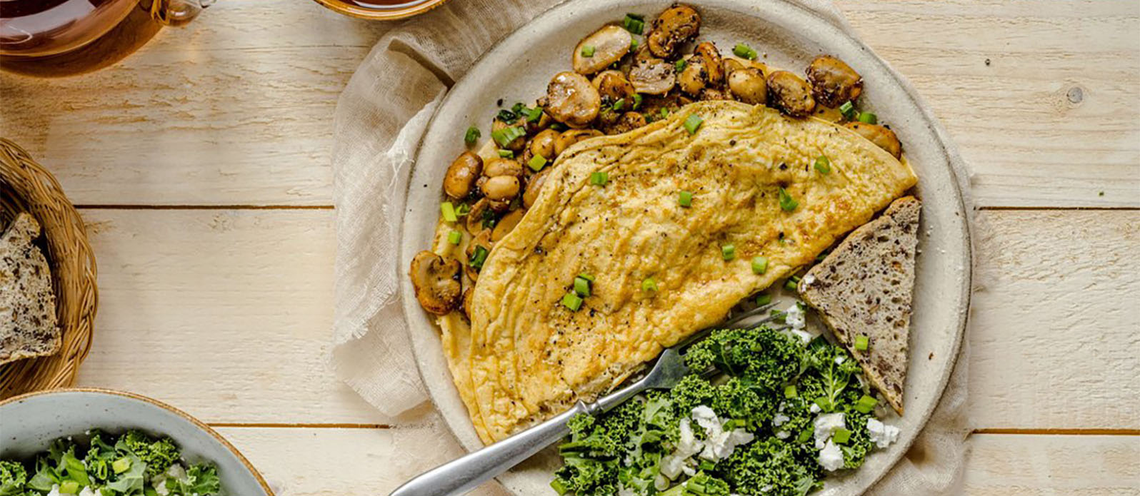 Omelet met champignons, boerenkool en feta